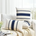 thumbnail image 6 of Fancy Homi Set of 2 Navy Blue Decorative Throw Pillow Covers 16x16 inch for Couch Bed Sofa Living Room Office, Aesthetic Modern Organic Farmhouse Home Decor, Soft Cotton Woven Textured Cushion Case, 6 of 7