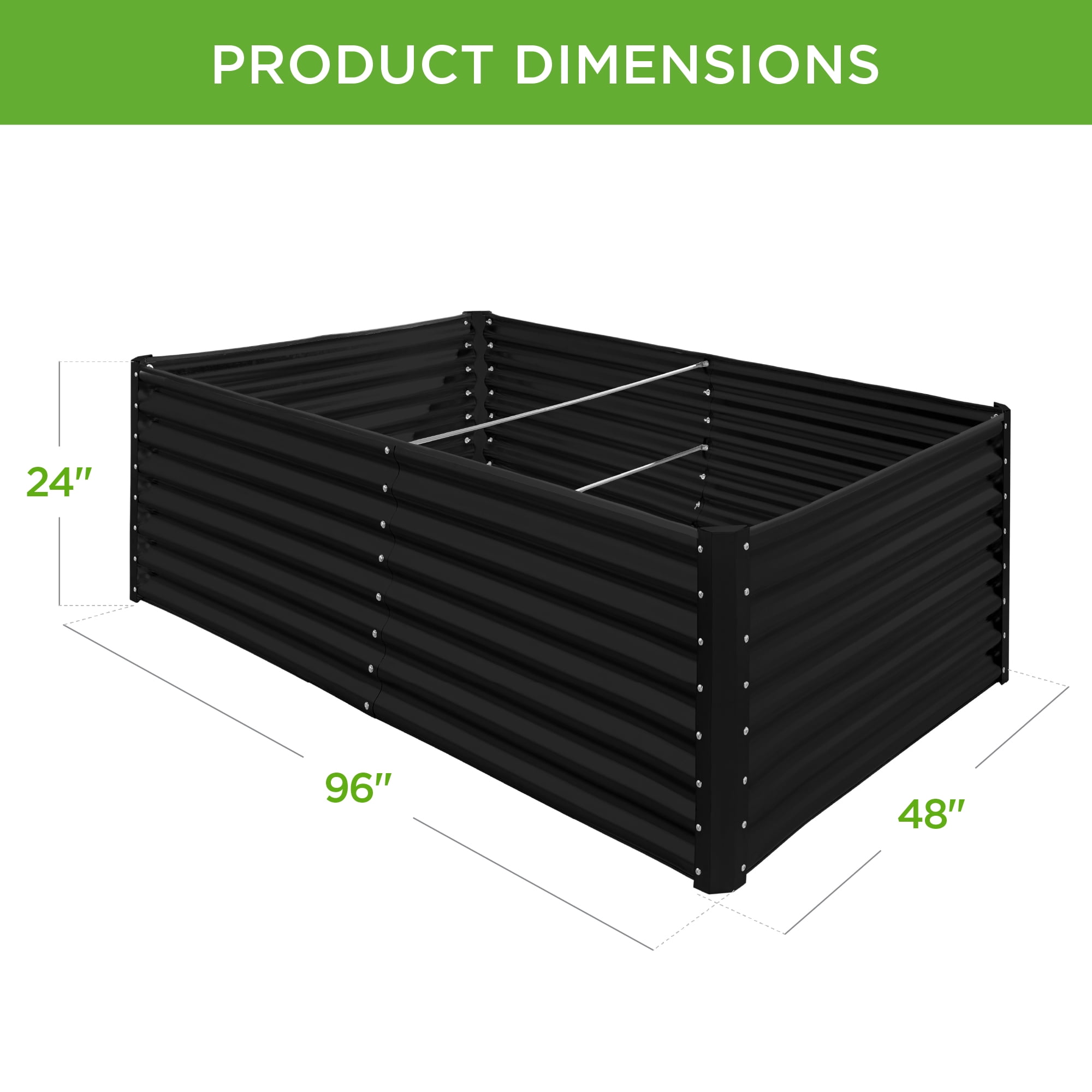 Best Choice Products 8x4x2ft Outdoor Metal Raised Garden Bed for Vegetables Flowers Herbs - Black
