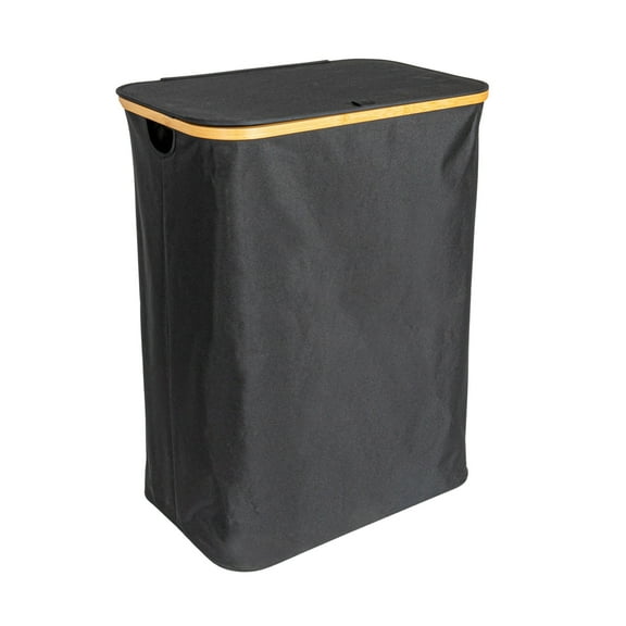 Household Essentials Sleek Laundry Hamper with Dual Mesh Liners and Lid, Black