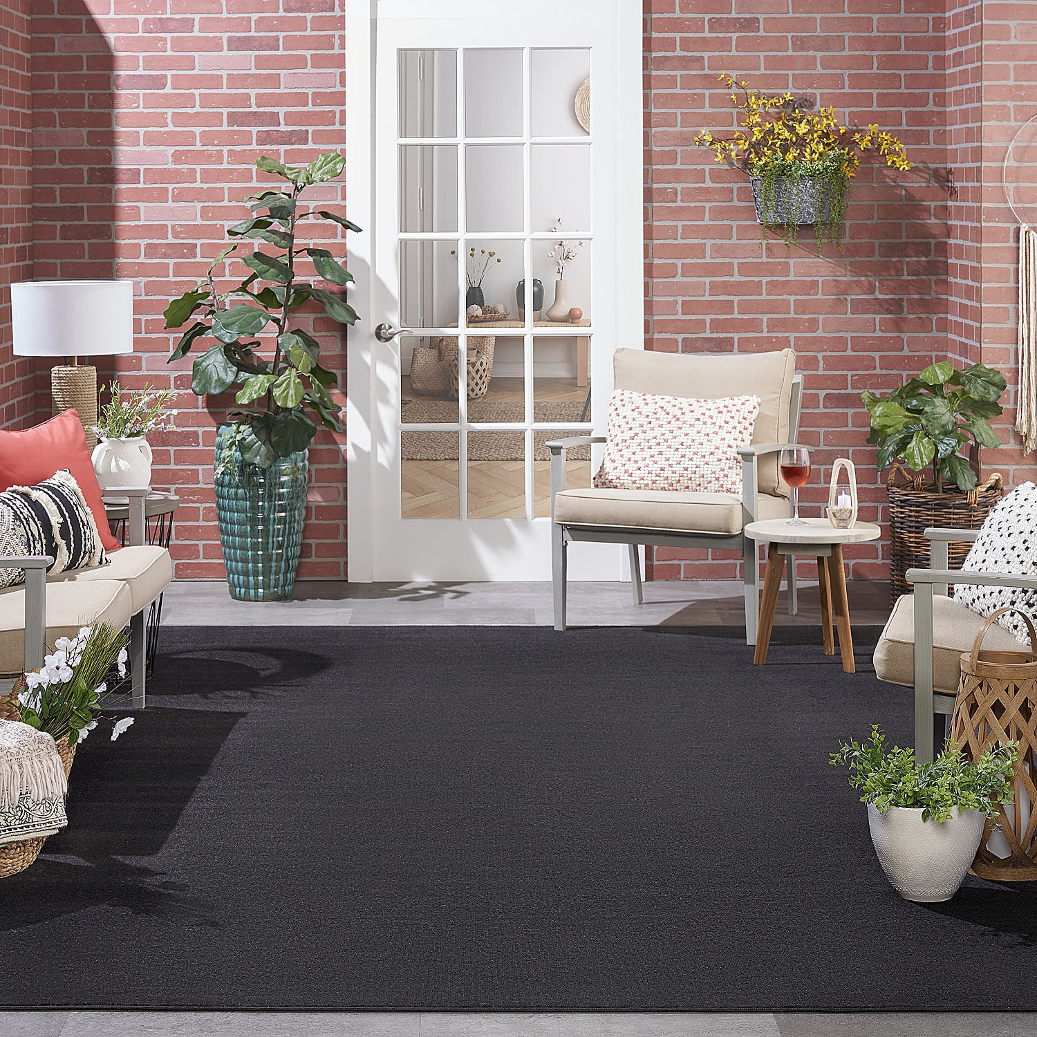 Nourison Essentials Indoor Outdoor Black 10 x 14 Area Rug 10x14 Walmart