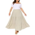 thumbnail image 2 of Agnes Orinda Women's Plus Size Swing Skirt Elastic High Waist Layered Flowy Casual Beach A Line Maxi Skirts 4X Beige, 2 of 6