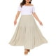 thumbnail image 1 of GRACE & GRANDEUR Falda de playa de mujer en talla grande, con cintura alta elástica, en capas, fluida y casual, estilo A Line, Maxi, 1X Beige, 1 of 7