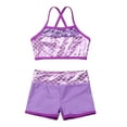 thumbnail image 3 of Moggemol Girls Tankini Athletic Swimsuit Dance Outfit Kids Gymnastics Workout Sportswear Activewear Lavender 6, 3 of 7