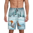 thumbnail image 1 of Balery Gnome And Red Fox Fishing Pantalones cortos de pijama de punto de algodón para hombre con cinturilla y bolsillos-Small, 1 of 6