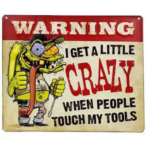 Crazy Tools Embossed Tin Signs Rustic Wall Decor Garage Cuda Charger  Corvette 