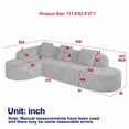 thumbnail image 6 of 111.8-Inch L-Shaped Curved Modular Sofawith Left and Right Facing Chaise, Modern Design Featuring Lychee-Textured Long-Pile Polyester Fabric, Curved Backrest with Three Pillows (Black), 6 of 11