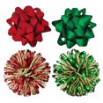 Premium Christmas Peel N Stick Gift Wrapping Bows, Red Green Gold, by