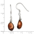 thumbnail image 2 of 925 Sterling Silver Brown Freshwater Cultured Pearl Drop Dangle Earrings Natural Stone Shell, 2 of 6