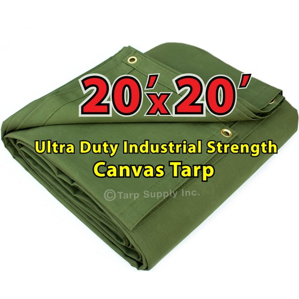 Tarp Supply, Inc. 20' x 20' Duramost Green Polyester Canvas Tarp