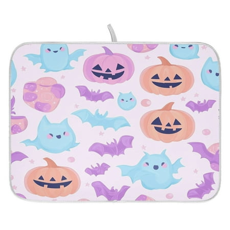 

Halloween Cute Pumpkin Dish Drying Mat for Kitchen Quick Drying Absorbent Soft Durable 16 x 18
