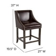thumbnail image 5 of Emma + Oliver 24" High Walnut Counter Height Stool with Accent Nail Trim in Brown LeatherSoft, 5 of 11
