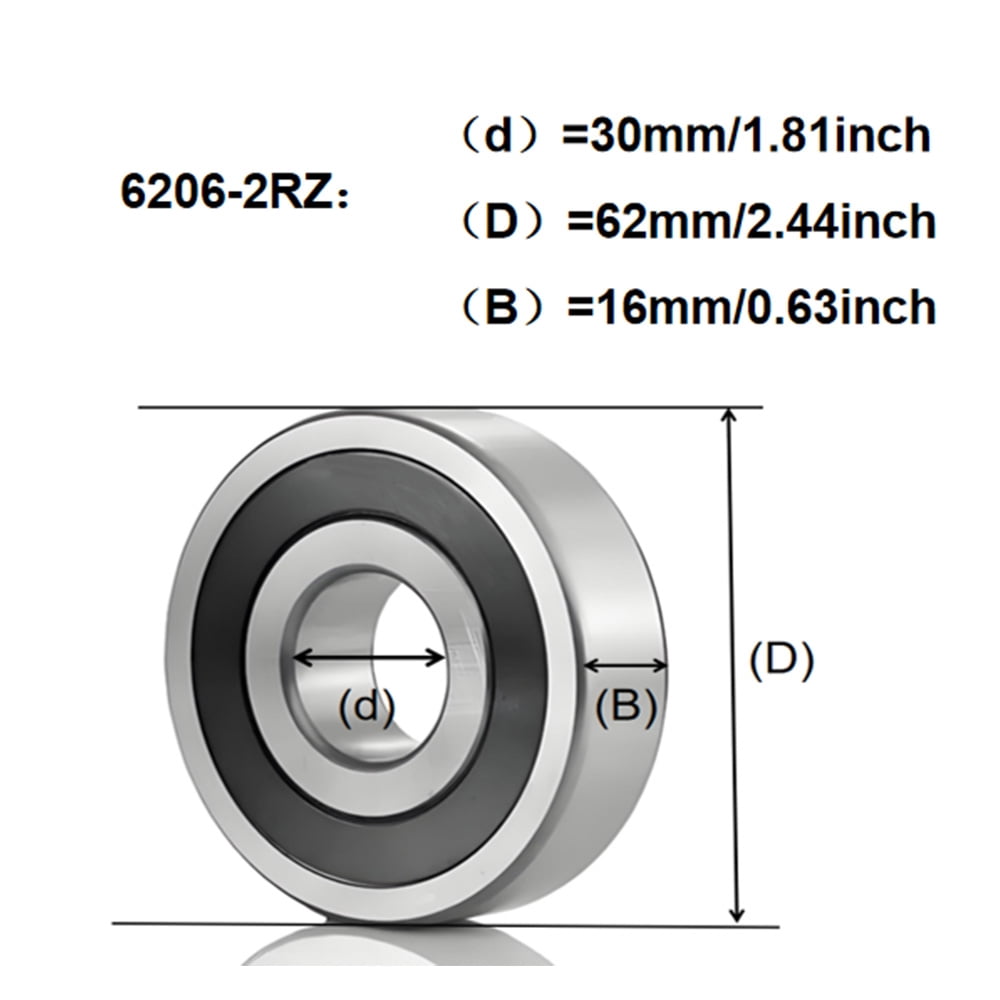 CKU Deep Groove Ball Bearings 6206-2RS Double Rubber Sealed Pre-Lubricated 8-Pack 30x62x16mm