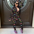 thumbnail image 3 of Women Long Sleeve Front Zipper Bodycon Jumpsuit Rompers Overall, 3 of 6