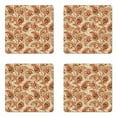 thumbnail image 1 of Fall Coaster Set of 4, Leaves in Paisley Design Folkloric Art Original Culture Inspired Motif, Square Hardboard Gloss Coasters, Standard Size, Red Beige, by Ambesonne, 1 of 2