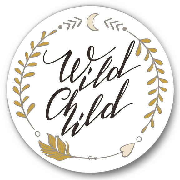 Designart 'Wild Child Under Arrows Circled' Traditional Circle Metal Wall Art 36x36 - Disc of 36