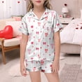 thumbnail image 2 of Pyjama Imprimé Nœud pour Filles Manches Courtes Bouton Haut Shorts Ensemble de Pyjama Maison, 2 of 5