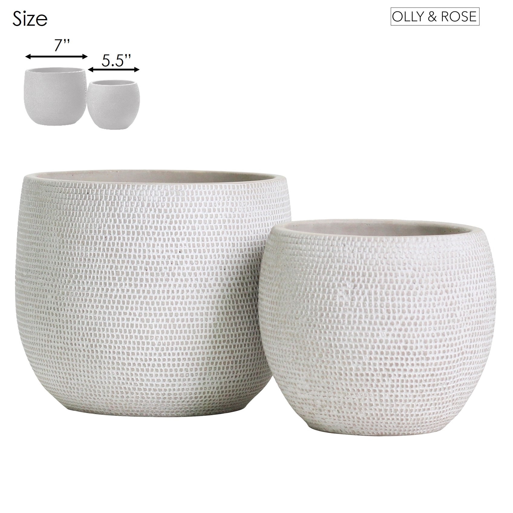 Olly & Rose Barcelona Ceramic Plant Pot Set 2 - Indoor & Outdoor Planters for Indoors and Outdoor Flower Pots (White)