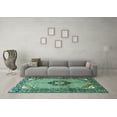 thumbnail image 3 of Ahgly Company Machine Washable Indoor Square Persian Turquoise Blue Traditional Area Rugs, 8' Square, 3 of 4