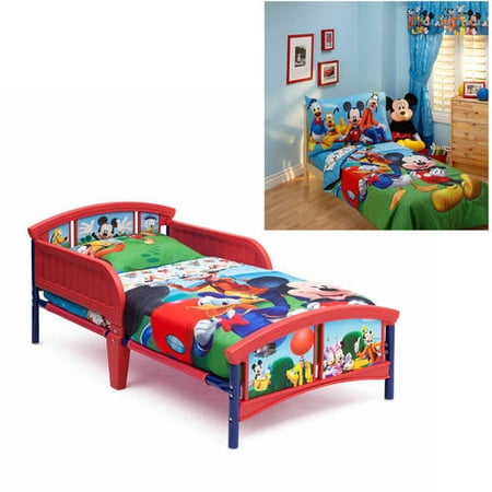 Disney Mickey Mouse Toddler Bed and Bedding Value Bundle