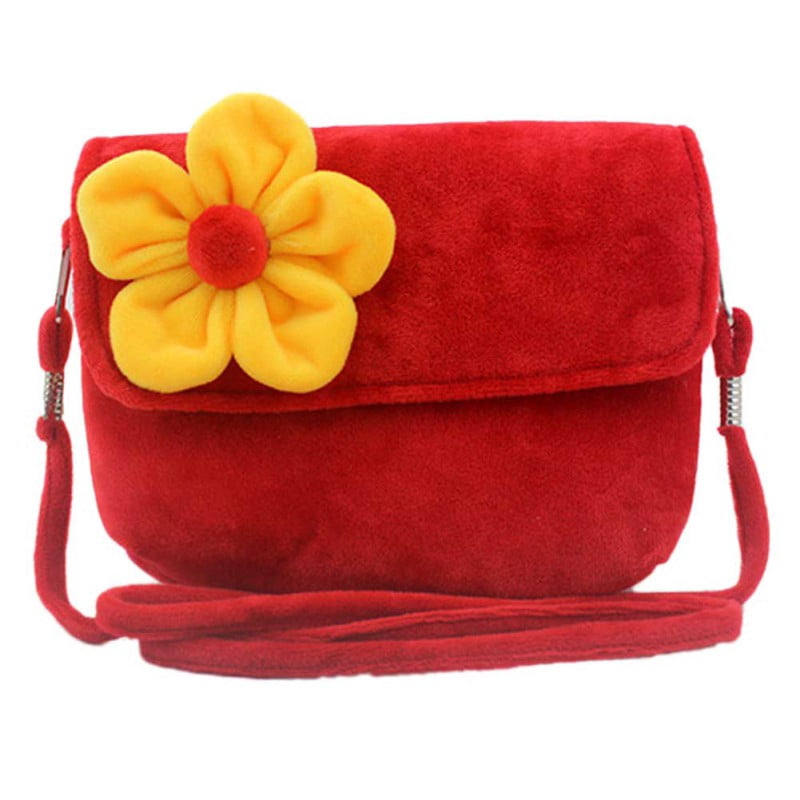 Fysho Little Girls Plush Flowers Crossbody Shoulder Bag Handbag Fashion