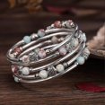 thumbnail image 1 of Wrap Bangle Rose Bead Bracelet - Beaded Bracelet With Natural Agate Stone Gifts For Heilwiy Women Gift, 1 of 1