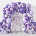 thumbnail image 1 of Kit con forma de guirnalda con forma de arco con forma de globo, color morado, para niña mariposa, 1 of 7