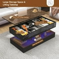 thumbnail image 3 of ChVans 39.4" Large Lift Top Coffee Table with Charging Station & LED Lights, Black High Glossy LED Coffee Table with Hidden Compartment Storage, Modern Living Room Tables, 3 of 9