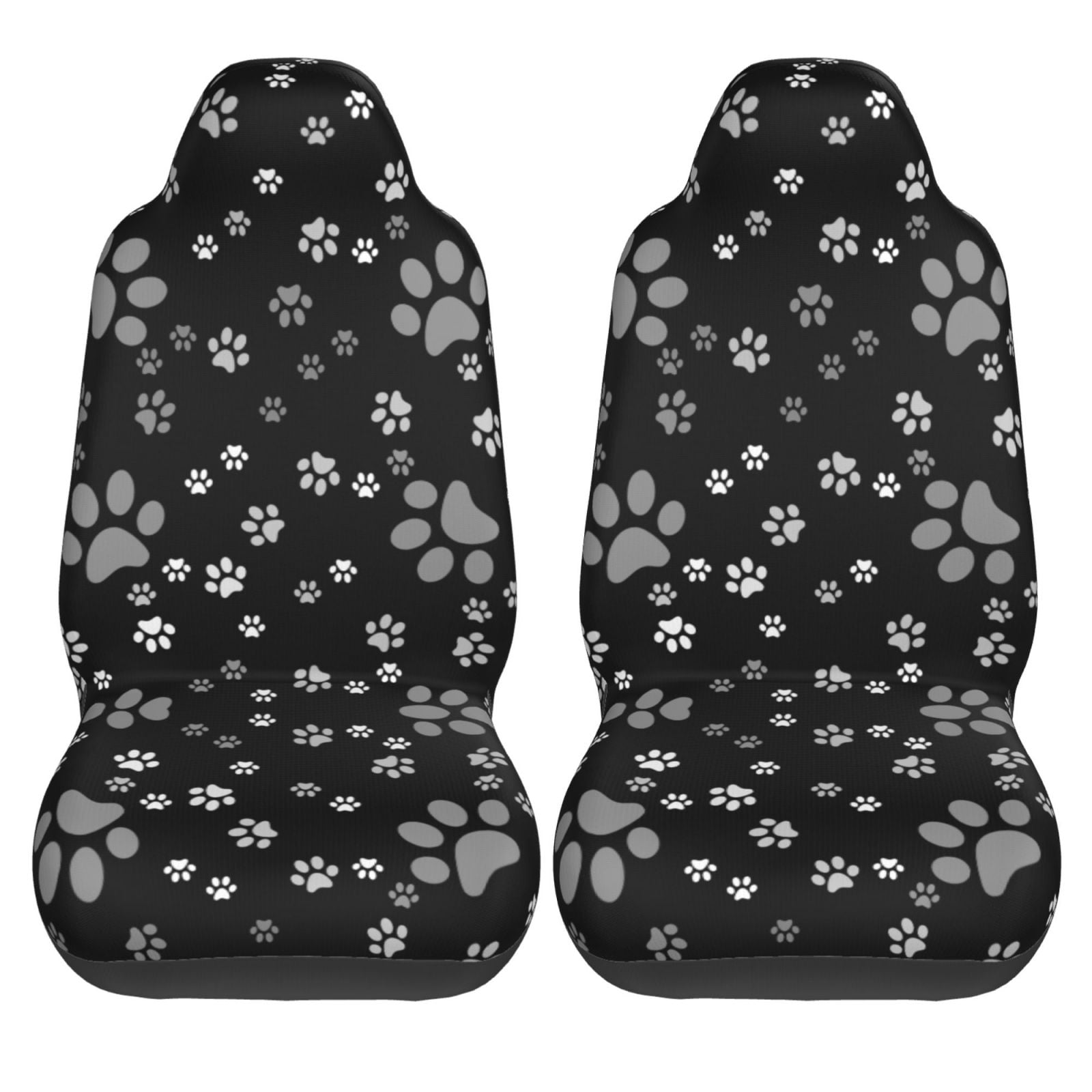 KAKALAD Dog paw print 2 Pcs Car Seat Covers Set Vehicle Front Seats