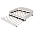 thumbnail image 6 of Tcbosik Linen Fabric Upholstered Daybed with Trundle, Full Size Sofa Bed, Wood Bed Frame, No Box Spring Needed, Beige, 6 of 11