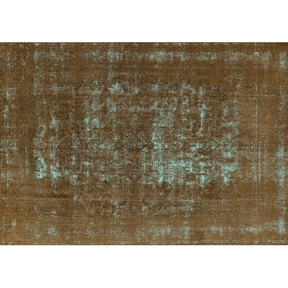 Ahgly Company Machine Washable Indoor Rectangle Oriental Turquoise Blue Industrial Area Rugs, 6' x 9'
