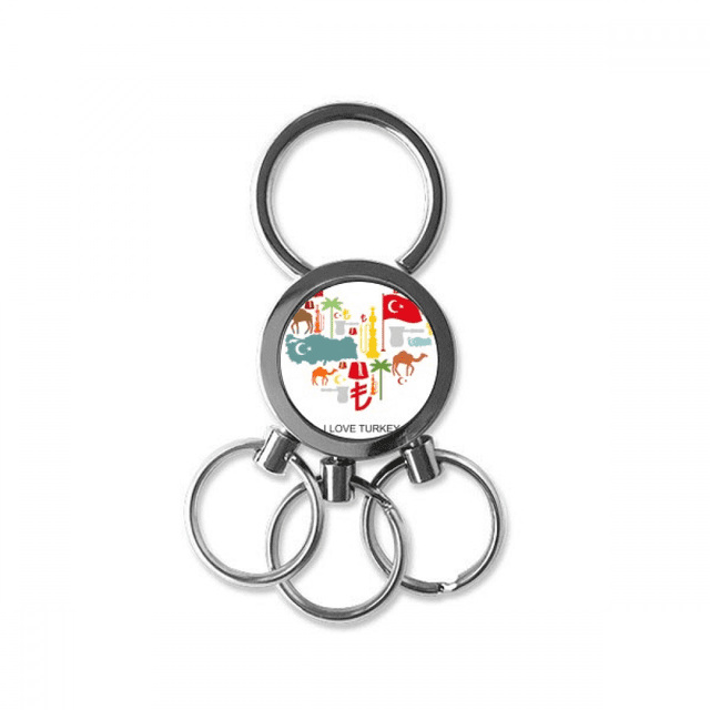 Corazón Camel Lira bandera nacional cocotero Llavero de metal de acero inoxidable Llavero Anillo de cadena Llavero