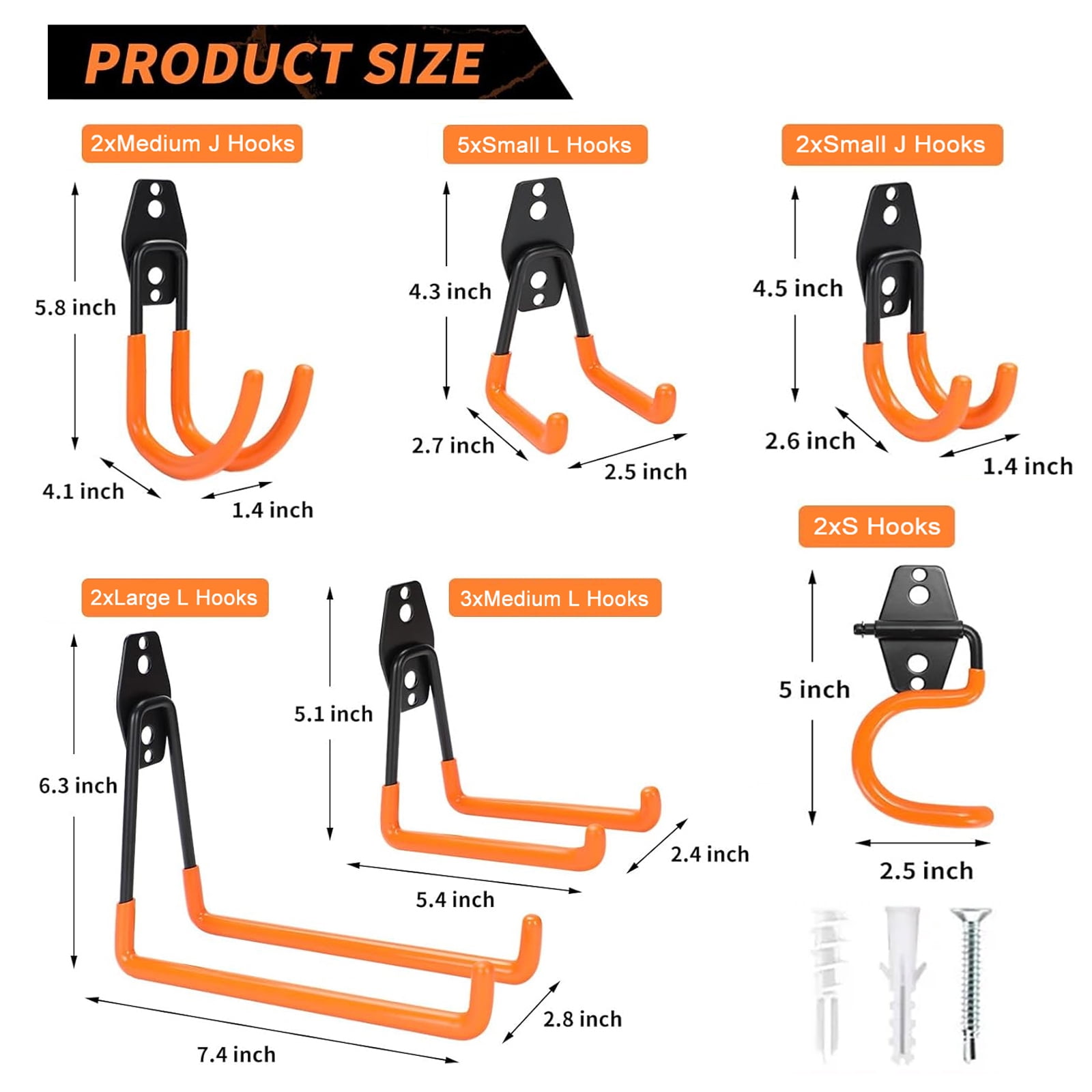 16 Pack Garage Hooks Heavy Duty Utility Steel Wall Mount Tool Organizer