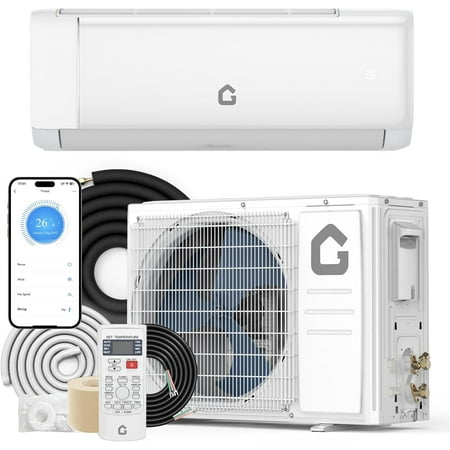 12000 BTU Mini Split Air Conditioner & Heater, 21 SEER2, 230V Energy-Efficient Ductless Wall-Mounted Unit, WiFi & Alexa Compatible, Includes Remote & Installation Kit, Cools Up to 750 Sq. Ft