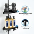thumbnail image 3 of Corner Shower Caddy Tension Pole: Adjustable Stainless Steel Shower Organizer 4 Tier Shelf for Bathroom Bathtub Shampoo - Floor Standing Rack Bath Storage Holder with Rust Proof Rods - Black, 3 of 7
