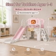 thumbnail image 3 of DKMOCO 9-in-1 Toddler Slide, Climber Slide PlaySet with Basketball Hoop, Ring Toss, Telescope , Indoor Outdoor Playset Playground, Pink, 3 of 8