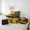 thumbnail image 6 of jejeloiu Spooky Skull 7pcs Queen Bedding,Victorian Damask Flower Bedding Comforter Set Queen For Adults,Gold Black,Black Reversible, 6 of 7