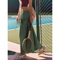 thumbnail image 4 of Women's Wide Leg Fashion Street Style Flared Trousers Pants for Summer Casual Beach Vacation Green XS, 4 of 8
