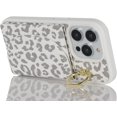 thumbnail image 4 of for iPhone 14 Pro Max Case with Card Holder - Credit Card Slot,RFID Blocking,360°Rotating Ring Kickstand and PU Leather Cute Wallet Cover for Women(White Leopard), 4 of 16