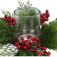 thumbnail image 2 of Northlight 15” Traditional Artificial Pine and Red Berry Wreath Pillar Candle Holder - Red/Green, 2 of 3