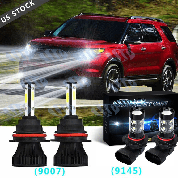 For Ford Explorer Sport Trac 2001-2005 White LED Headlight   Fog Light Bulbs Kit
