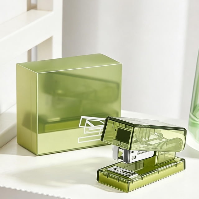 Yrmaups Mini Stapler for Study, Portable Transparent Handheld Stapler, Effortless One-Finger Stapler for Study, Office, Home, Travel