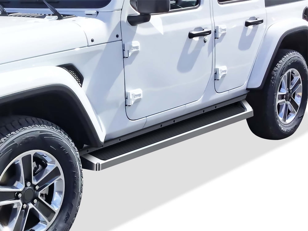 APS iBoard Running Boards 6 inches Compatible with Jeep Wrangler JL  2018-2023 4-Door (Include 21-23 4xe) (Factory sidesteps or rock rails have  to be removed) (Nerf Bars Side Steps Side Bars) 