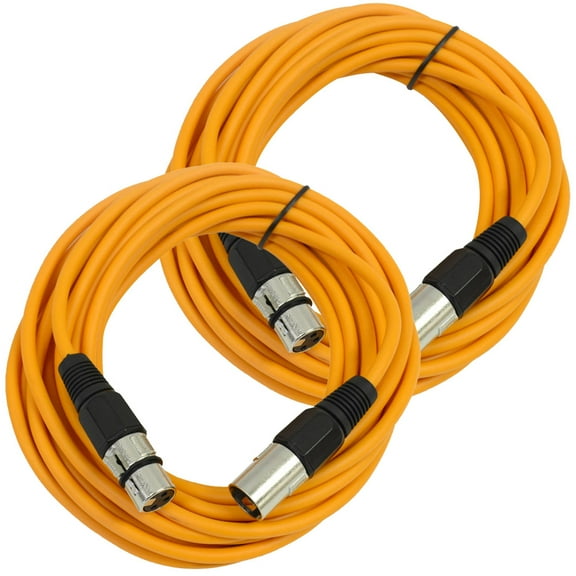Seismic Audio Pair of Orange 25' XLR Male to Female Microphone Patch Cables Orange - SAXLX-25Orange-2Pack