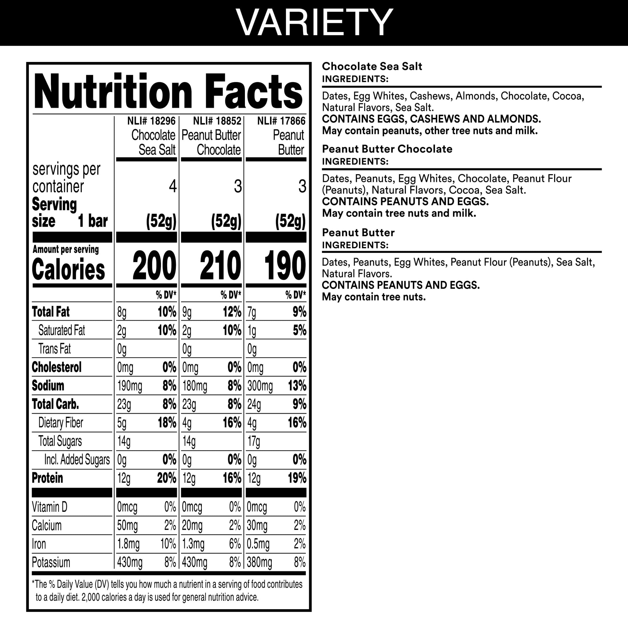 (6 pack) RXBAR, Variety Pack Protein Bars, 10 Count
