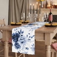 thumbnail image 2 of Blue Floral Art 70 Inch Table Runner, Watercolor Botanical Spring Flowers Farmhouse Dresser Scarf Cotton & Linen Tablerunner for Dining/Kitchen Island/Holiday Party Décor 13" x 70", 2 of 9