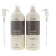 Aveda Damage Remedy Restructuring Shampoo and Conditioner, 33.8 oz Each with Pumps