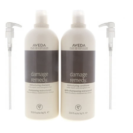Aveda Damage Remedy Restructuring Shampoo and Conditioner, 33.8 oz Each with Pumps