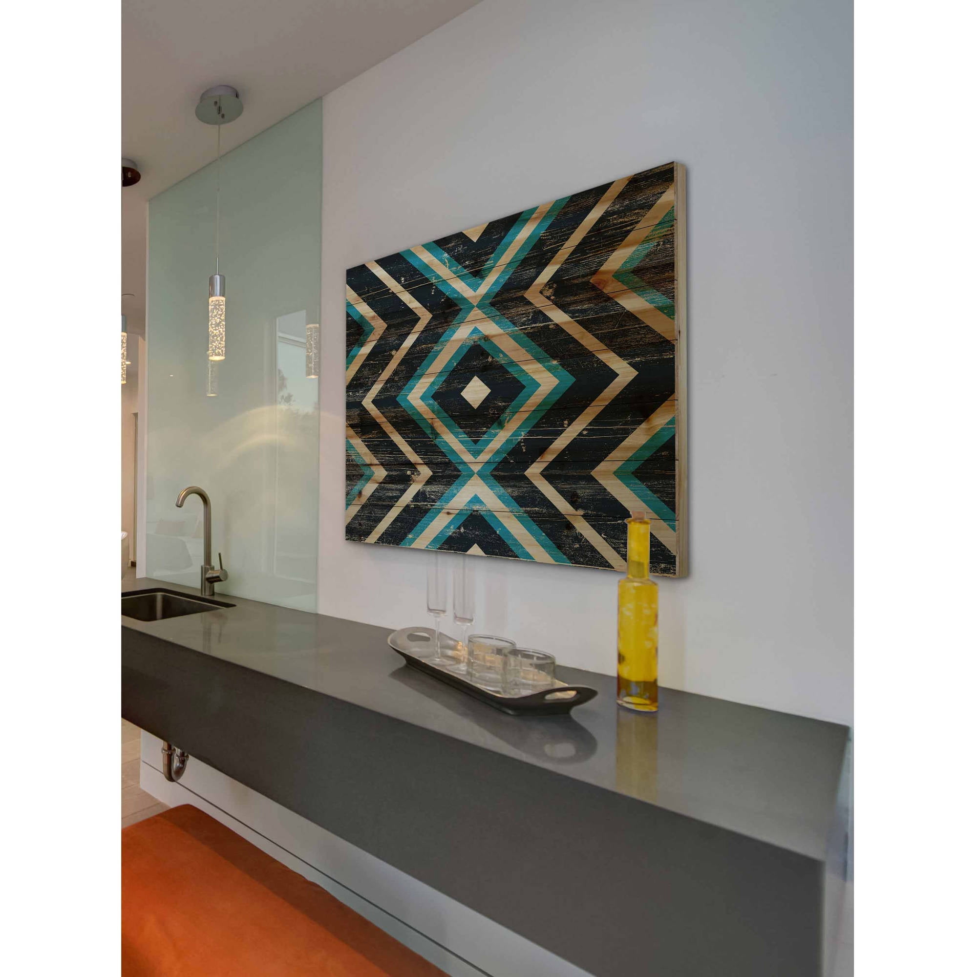 Marmont Hill - "Converging Lines" Painting Art Print on Natural Pine Wood