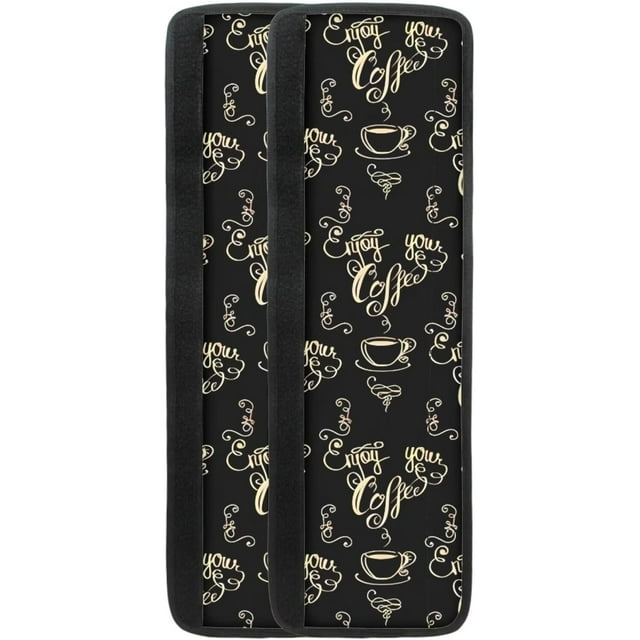 NETILGEN 2 PCS Refrigerator Door Handle Covers Set, Non-Slip Kitchen Appliance Decorative Mat for Fridge Dishwashers Microwave Home Indoor Kitchen Decoration, Enjoy Your Coffee-Black