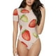 thumbnail image 1 of Balery Strawberries Body de cuello redondo de manga corta para mujer Tops de manga corta Tops básicos-Large, 1 of 7